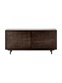 Sideboard Karl mit Türen aus massivem Mangoholz, Korpus: Massives Mangoholz, lacki, Füße: Metall, pulverbeschichtet, Mangoholz, Goldfarben, B 165 x H 61 cm
