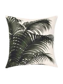 Kissenhülle Palmeira mit Palmenprint, 100% Baumwolle, Ecru, Grün, B 40 x L 40 cm