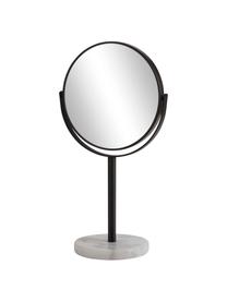Espejo tocador redondo de mármol Ramona, Espejo: cristal, Negro, mármol blanco, Ø 20 x Al 34 cm