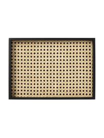 Plateau décoratif en cannage Carina, Noir, larg. 35 x haut. 3 cm