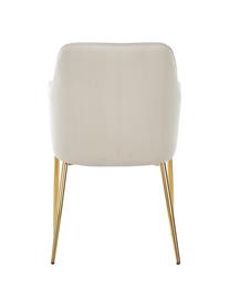 Sedia con braccioli in velluto Ava, Rivestimento: velluto (100% poliestere), Gambe: metallo zincato, Velluto beige, Larg. 57 x Prof. 63 cm