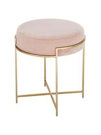 Tabouret en velours avec structure en métal Madeleine, Velours rose, Ø 40 x haut. 50 cm