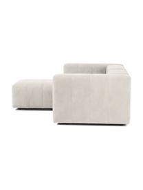 Modulaire bank Lena (3-zits) met kruk, Bekleding: geweven stof (88% polyest, Frame: grenenhout, multiplex, ha, Poten: kunststof, Geweven stof crèmewit, B 209 x D 181 cm