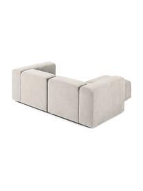 Modulaire bank Lena (3-zits) met kruk, Bekleding: geweven stof (88% polyest, Frame: grenenhout, multiplex, ha, Poten: kunststof, Geweven stof crèmewit, B 209 x D 181 cm