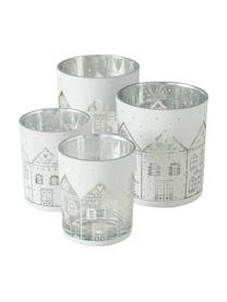 Teelichthalter-Set Villana, 4-tlg., Glas, Weiß, Transparent, Set mit verschiedenen Größen