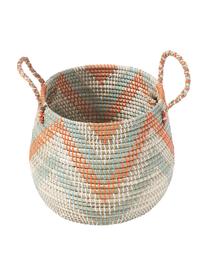 Set de cestas con tapadera Mija, 2 uds., Jacintos de agua, Beige, blanco, naranja, turquesa, Ø 45 x Al 52 cm