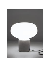 Petite lampe de nuit en béton Alma, Pied de lampe : béton gris Abat-jour : blanc, Ø 23 x haut. 24 cm