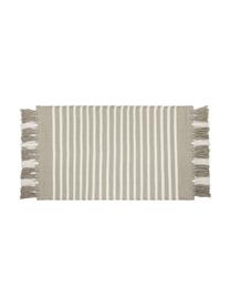 Dywanik łazienkowy z frędzlami Stripes & Structure, 100% bawełna, Beżowy, złamana biel, S 60 x D 100 cm