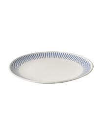 Set stoviglie a righe Zabelle, 4 persone (12 pz), Gres, Bianco crema, blu, 4 persone (12 pz)