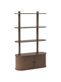 Wandregal Calary mit geriffelter Front, Korpus: Mitteldichte Holzfaserpla, Walnussholz-Optik, B 90 x H 152 cm