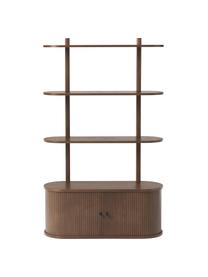 Wandregal Calary mit geriffelter Front, Korpus: Mitteldichte Holzfaserpla, Walnussholz-Optik, B 90 x H 152 cm