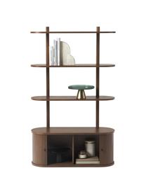 Wandregal Calary mit geriffelter Front, Korpus: Mitteldichte Holzfaserpla, Walnussholz-Optik, B 90 x H 152 cm