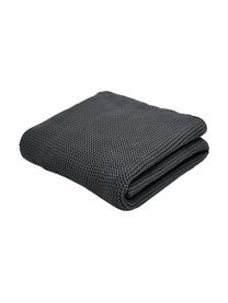 Coperta a maglia in cotone biologico grigio scuro Adalyn, 100% cotone biologico, certificato GOTS, Grigio scuro, Larg. 150 x Lung. 200 cm