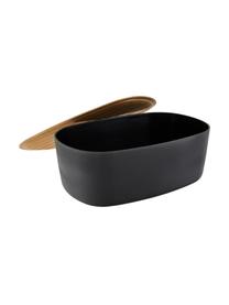 Design broodtrommel Box-It in zwart met snijplank als deksel, Deksel: bamboe, Zwart, helder hout, B 35 cm x H 12 cm