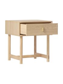 Szafka nocna z drewna dębowego Diana, Korpus: płyta wiórowa z fornirem , Nogi: lite drewno dębowe z cert, Drewno naturalne, S 50 x W 55 cm
