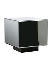 Bijzettafel met glazen tafelblad Block  met spiegeleffekt in zilverkleurig, Frame: glas, Voet: MDF, Zilverkleurig, zwart, B 40 x H 40 cm