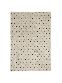 Pluizig hoogpolig vloerkleed Ayana, met stippels, Bovenzijde: 100% polyester, Onderzijde: 100% katoen, Beige, zwart, B 300 x L 400 cm