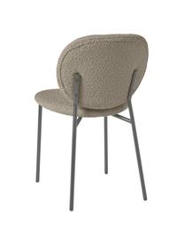 Krzesło tapicerowane bouclé Ulrica, 2 szt., Tapicerka: bouclé (100% poliester) D, Nogi: metal powlekany, Taupe bouclé, czarny, S 47 x G 61 cm