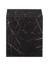 Tavolino effetto marmo Lesley, Pannello di fibra a media densità (MDF) rivestito con foglio di melamina, Nero marmorizzato lucido, Larg. 45 x Alt. 50 cm