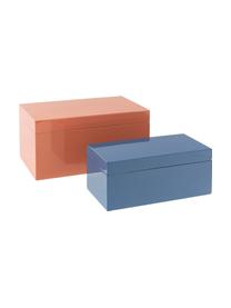 Súprava úložných škatúľ Kylie, 2 diely, Drevovláknitá doska strednej hustoty (MDF), Oranžová, modrá, Súprava s rôznymi veľkosťami