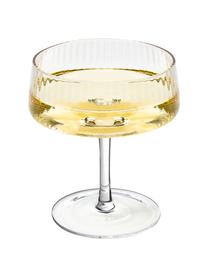 Coppa champagne fatta a mano con struttura scanalata Cami 4 pz, Vetro soffiato, Trasparente, Ø 11 x Alt. 13 cm