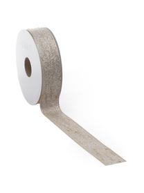 Ruban cadeau avec fil Lurex Boucle, 55 % polyester, 45 % fil lurex, Brun, couleur argentée, larg. 3 cm x long. 1 m