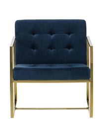 Fotel wypoczynkowy z aksamitu Manhattan, Tapicerka: aksamit (poliester) Dzięk, Ciemnoniebieski aksamit, S 70 x G 72 cm