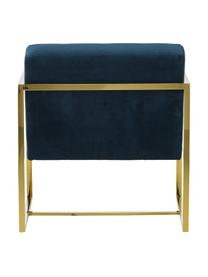 Fauteuil lounge en velours Manhattan, Velours bleu foncé, couleur dorée, larg. 70 x prof. 72 cm