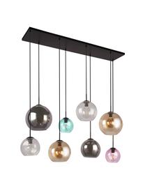 Grote hanglamp Bar van gekleurd glas, Lampenkap: glas, Baldakijn: gecoat staal, Meerkleurig, zwart, B 151 x H 150 cm