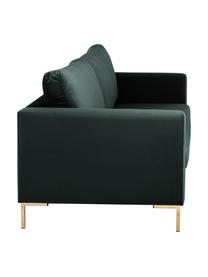 Sofa z aksamitu z metalowymi nogami Luna (3-osobowa), Tapicerka: aksamit (poliester) Dzięk, Nogi: metal galwanizowany, Ciemnozielony aksamit, S 230 x G 95 cm