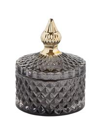 Petite boîte de rangement en verre Miya, Verre, Gris foncé, couleur dorée, Ø 9 x haut. 11 cm