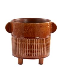 Cache-pot artisanal céramique Ernie, Céramique, émail, Brun, Ø 21 x haut. 22 cm