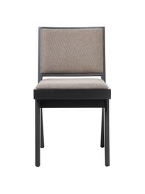 Chaise en bois rembourrée Sissi, Tissu taupe, noir, larg. 46 x prof. 56 cm