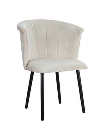 Krzesło tapicerowane z aksamitu Lisa, Tapicerka: aksamit (100% poliester), Nogi: drewno naturalne, fornir, Aksamitny kremowy, nogi: czarny, S 63 x G 55 cm
