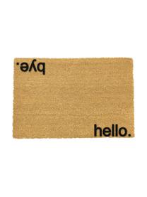 Paillasson Hello Bye, Fibre de coco, Brun, noir, larg. 40 x long. 60 cm