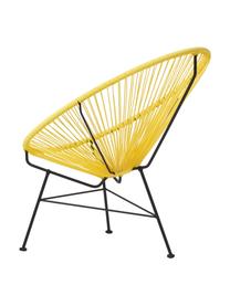 Fotel wypoczynkowy ze splotu z tworzywa sztucznego Bahia, Stelaż: metal malowany proszkowo, Żółty, czarny, S 81 x G 73 cm