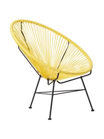 Fotel wypoczynkowy ze splotu z tworzywa sztucznego Bahia, Stelaż: metal malowany proszkowo, Żółty, czarny, S 81 x G 73 cm
