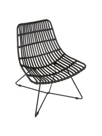 Polyrotan loungefauteuil Costa in zwart, Zitvlak: polyethyleen-vlechtwerk, Frame: gepoedercoat metaal, Zwart, B 64 x D 64 cm