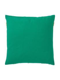 Karierte Kissenhülle Wade mit dekorativer Verzierung, 100 % Baumwolle, Cremefarben, Grün, B 40 x L 40 cm