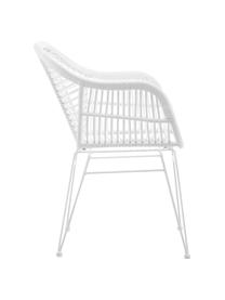 Krzesło z podłokietnikami z polirattanu Costa, 2 szt., Stelaż: metal malowany proszkowo, Biały, S 59 x G 58 cm