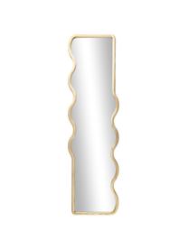Wellenförmiger Wandspiegel Stream aus Holz, Rahmen: Eschenholz, Spiegelfläche: Spiegelglas, Rückseite: Mitteldichte Holzfaserpla, Beige, B 50 x H 175 cm