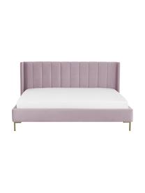 Samt-Polsterbett Dusk, Bezug: Polyestersamt Der hochwer, Korpus: Massives Kiefernholz, FSC, Füße: Metall, pulverbeschichtet, Samt Mauve, B 140 x L 200 cm