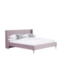 Samt-Polsterbett Dusk, Bezug: Polyestersamt Der hochwer, Korpus: Massives Kiefernholz, FSC, Füße: Metall, pulverbeschichtet, Samt Mauve, B 140 x L 200 cm