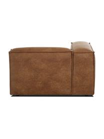 Eckmodul Lennon aus recyceltem Leder, Bezug: Recyceltes Leder (70% Led, Gestell: Massives Kiefernholz, FSC, Füße: Kunststoff, Leder Braun, B 119 x T 119 cm, Eckteil links