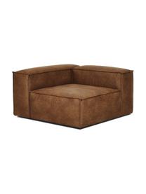 Eckmodul Lennon aus recyceltem Leder, Bezug: Recyceltes Leder (70% Led, Gestell: Massives Kiefernholz, FSC, Füße: Kunststoff, Leder Braun, B 119 x T 119 cm, Eckteil links