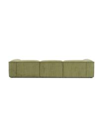 Canapé modulable 4 places en velours côtelé avec pouf Lennon, Velours côtelé vert, larg. 327 x prof. 207 cm