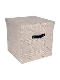 Aufbewahrungsbox Texas, Box: Fester, laminierter Karto, Griff: Leder, Goldfarben, Weiß, 32 x 31 cm