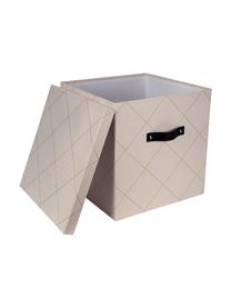 Aufbewahrungsbox Texas, Box: Fester, laminierter Karto, Griff: Leder, Goldfarben, Weiß, 32 x 31 cm