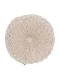 Rond fluwelen kussen Kanan met plooien, met vulling, Beige, Ø 40 cm