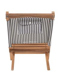 Klappbarer Liegestuhl Lauren's, Rückenlehne: 50 % Baumwolle, 50 % Poly, Gestell: Holz, Navyblau, Weiß, Braun, B 41 x H 58 cm